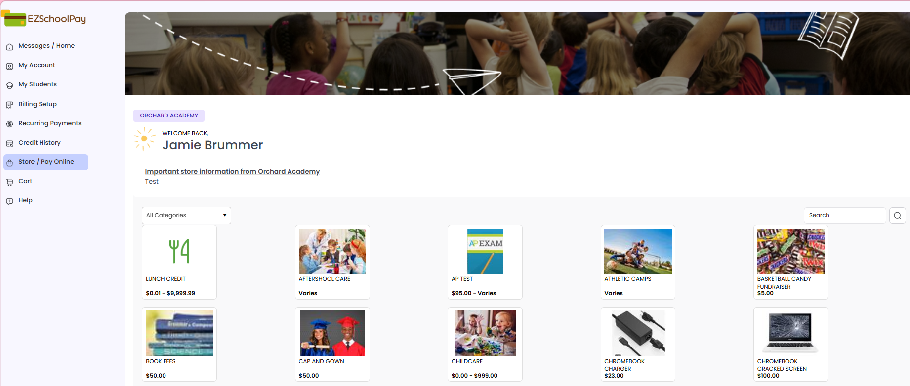 Store Pay Online - Dashboard