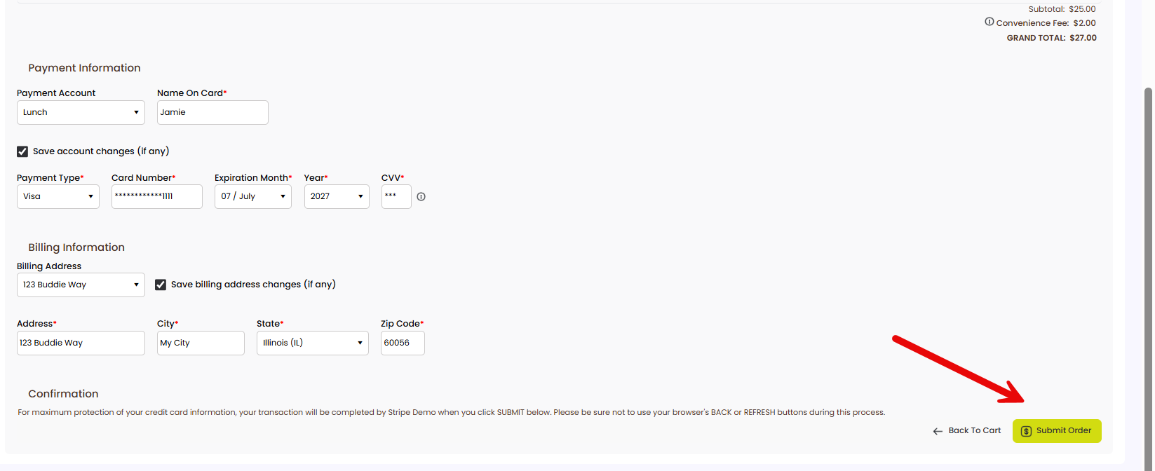 Checkout - Payment Screen